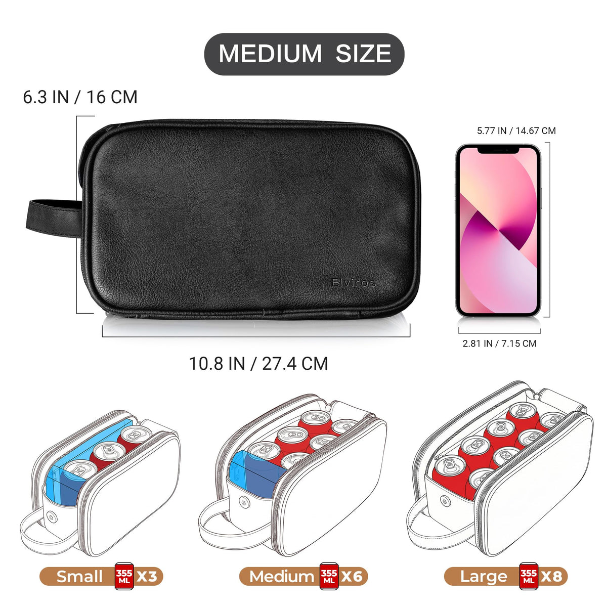 Elviros Toiletry Bag with premium zipper detail