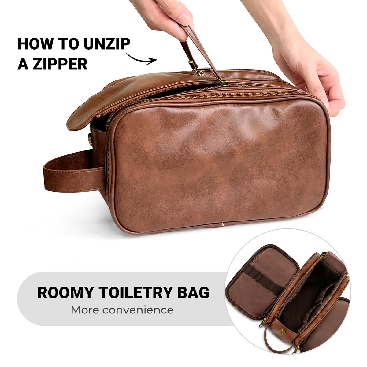 Elviros Toiletry Bag with wet and dry compartments
