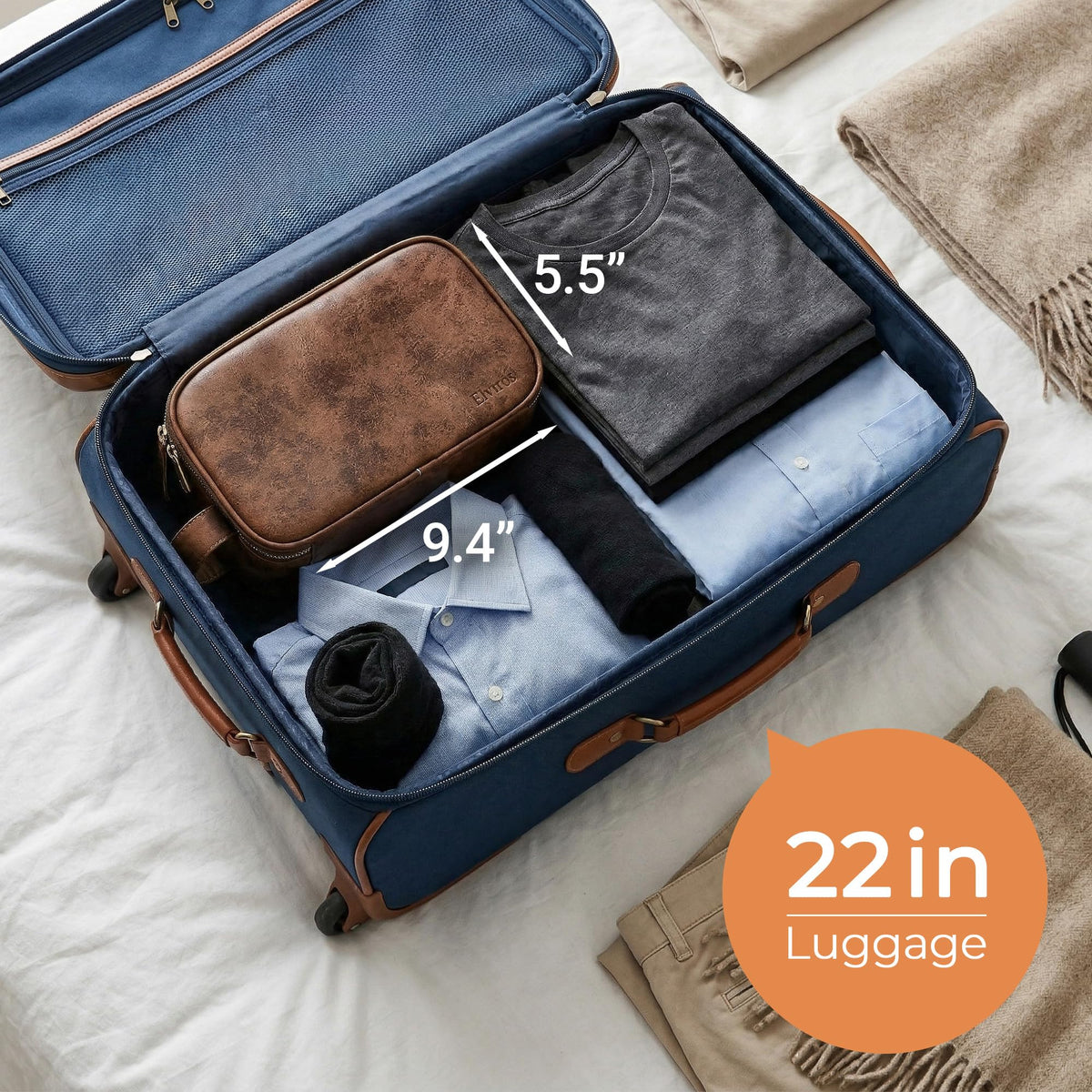 Elviros Travel Toiletry Bag with zipper detail