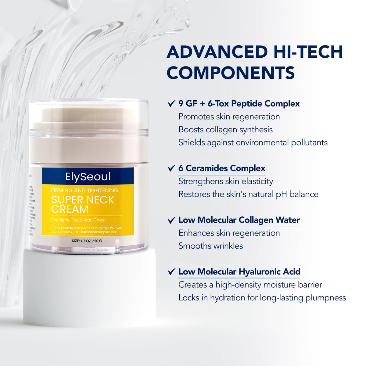 ElySeoul Neck Cream 50g application on skin