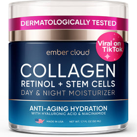 Ember Cloud Collagen Stem Cell Cream front view with packaging
