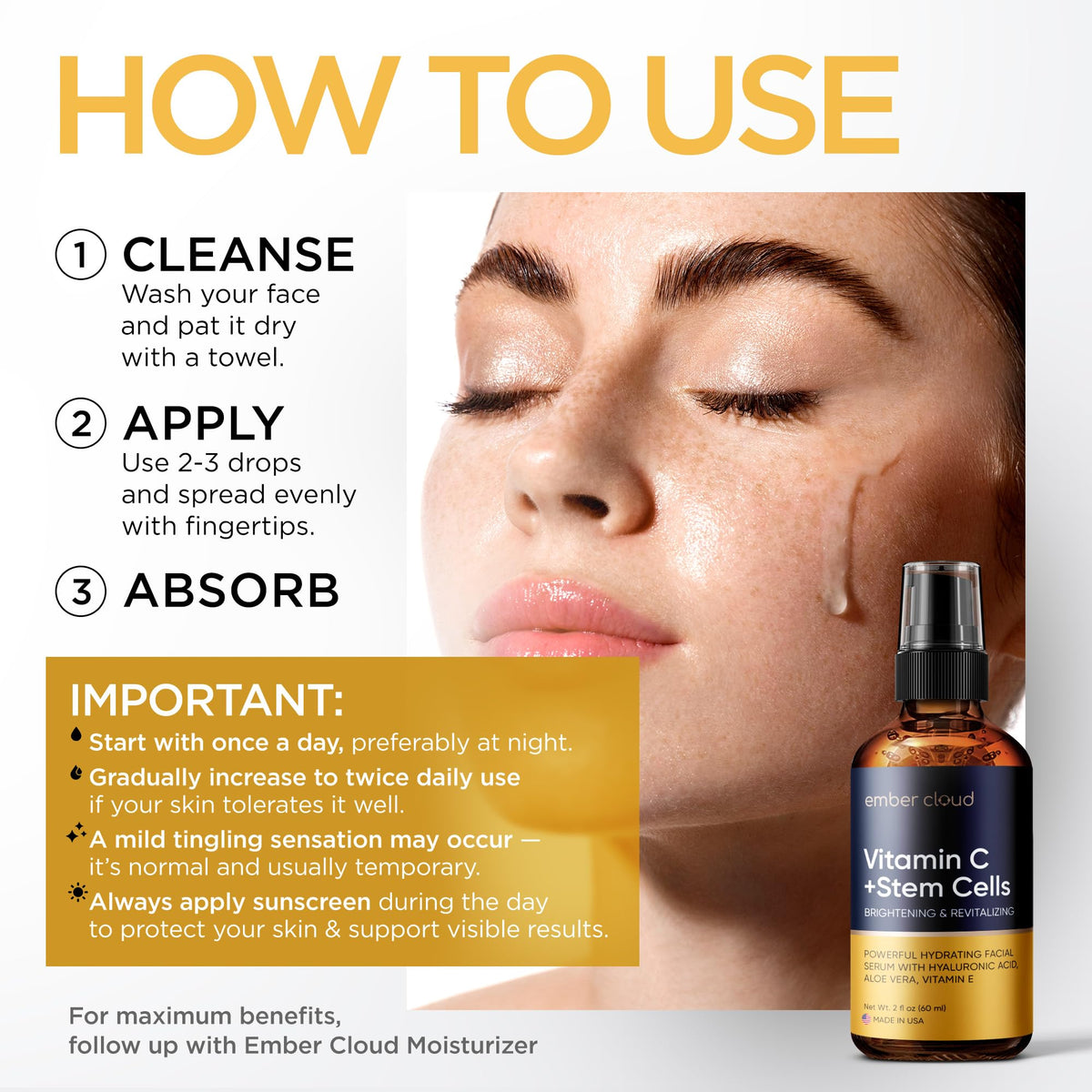 Ember Cloud Vitamin C Serum with Aloe Vera and Hyaluronic Acid ingredients