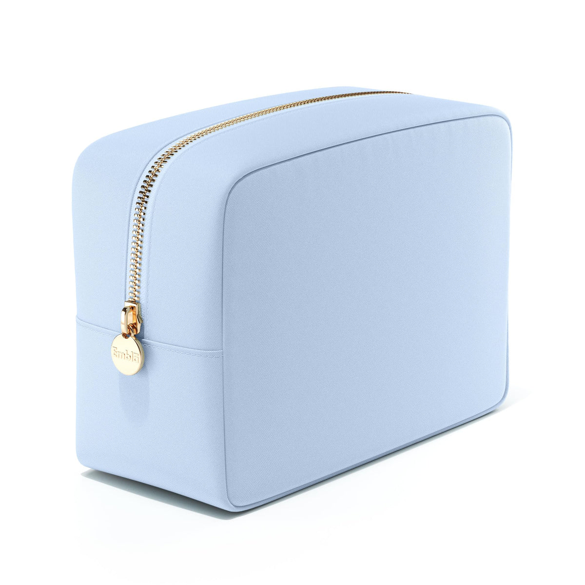 Embla Large Makeup Bag in blue with zipper closure