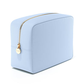 Embla Large Makeup Bag in blue with zipper closure