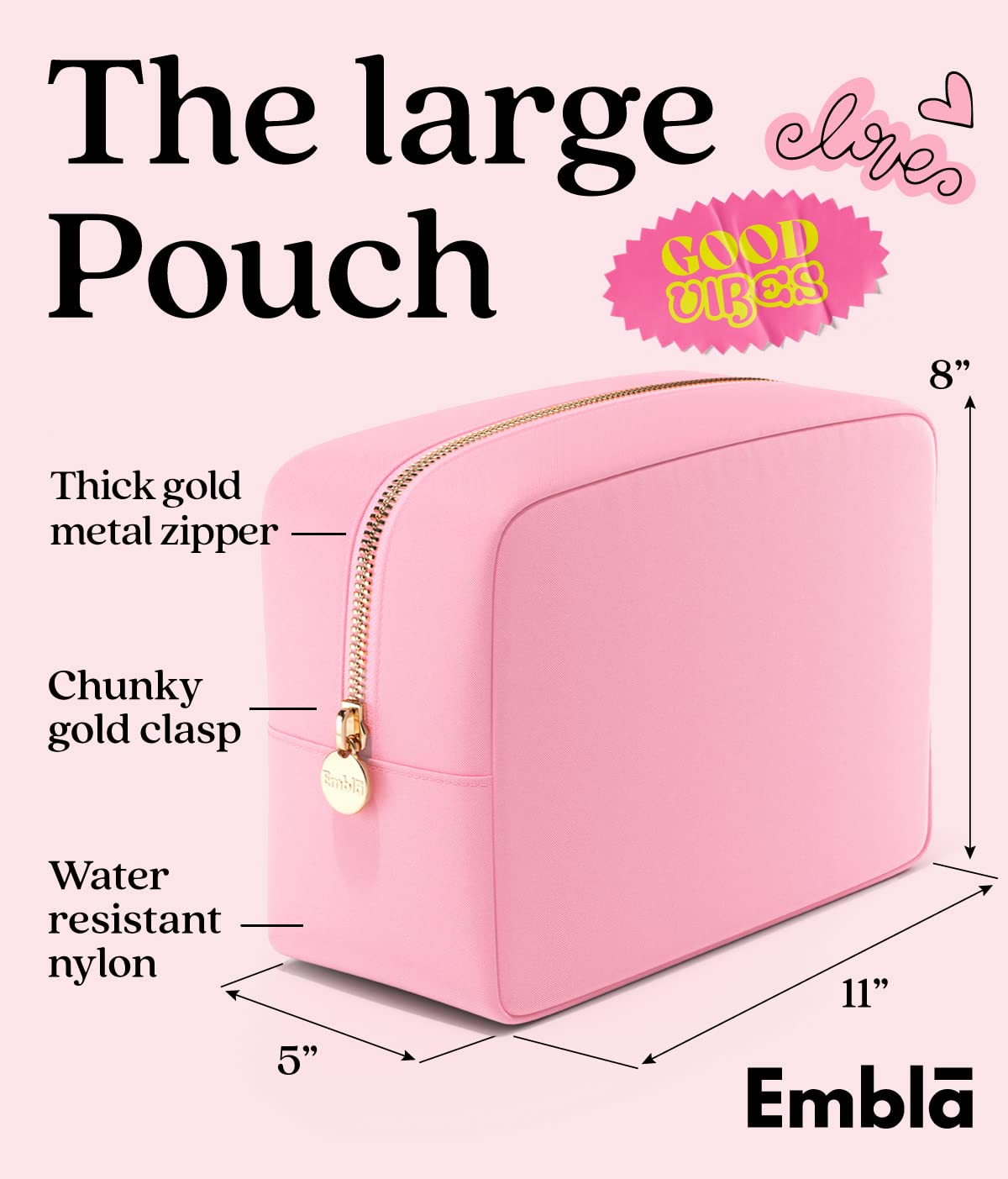 Embla Large Makeup Bag interior storage compartments