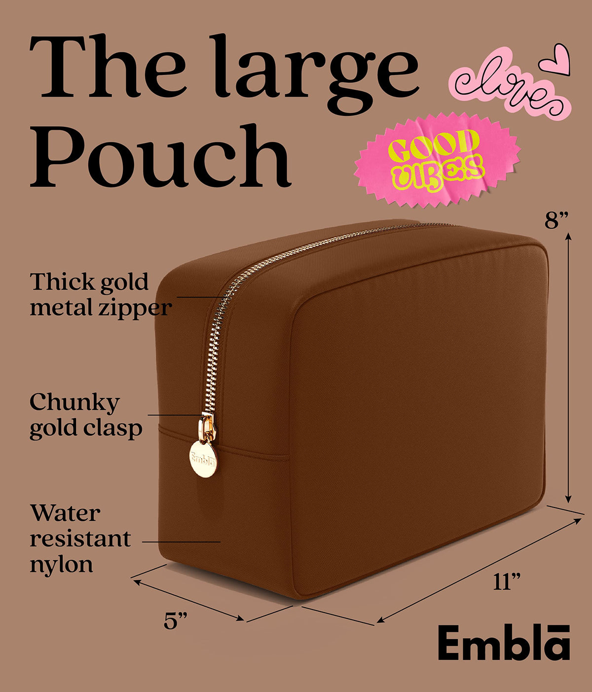 Embla Large Makeup Bag interior storage compartments