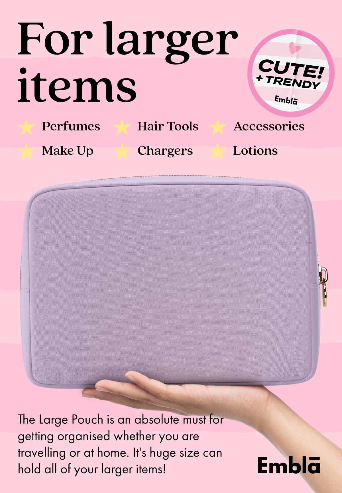 Embla Large Makeup Bag Lavender side view
