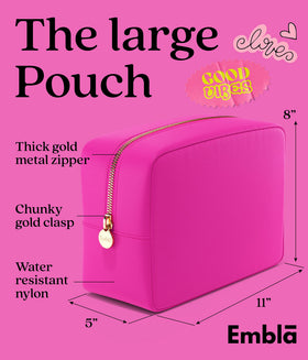 Embla Large Makeup Bag open showing spacious interior