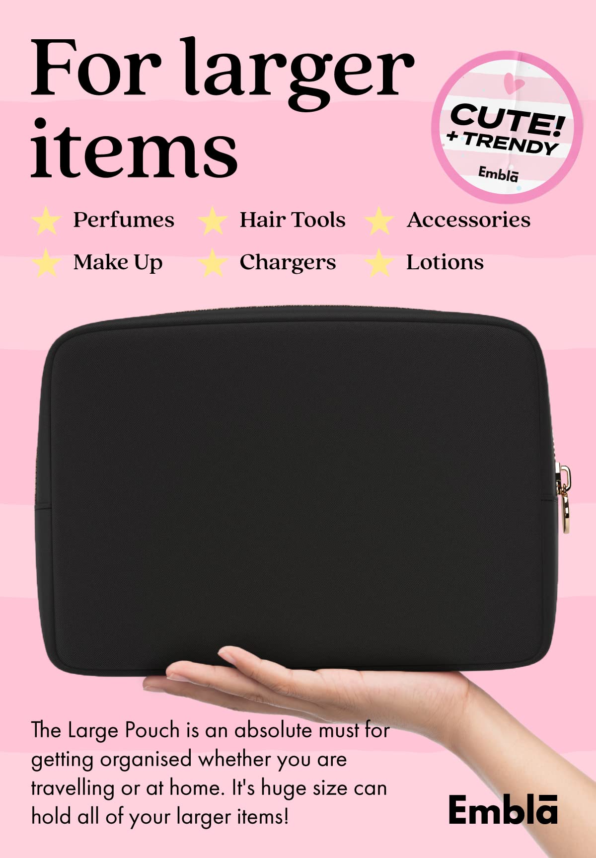 Embla Makeup Bag in Mini size with feminine hygiene products
