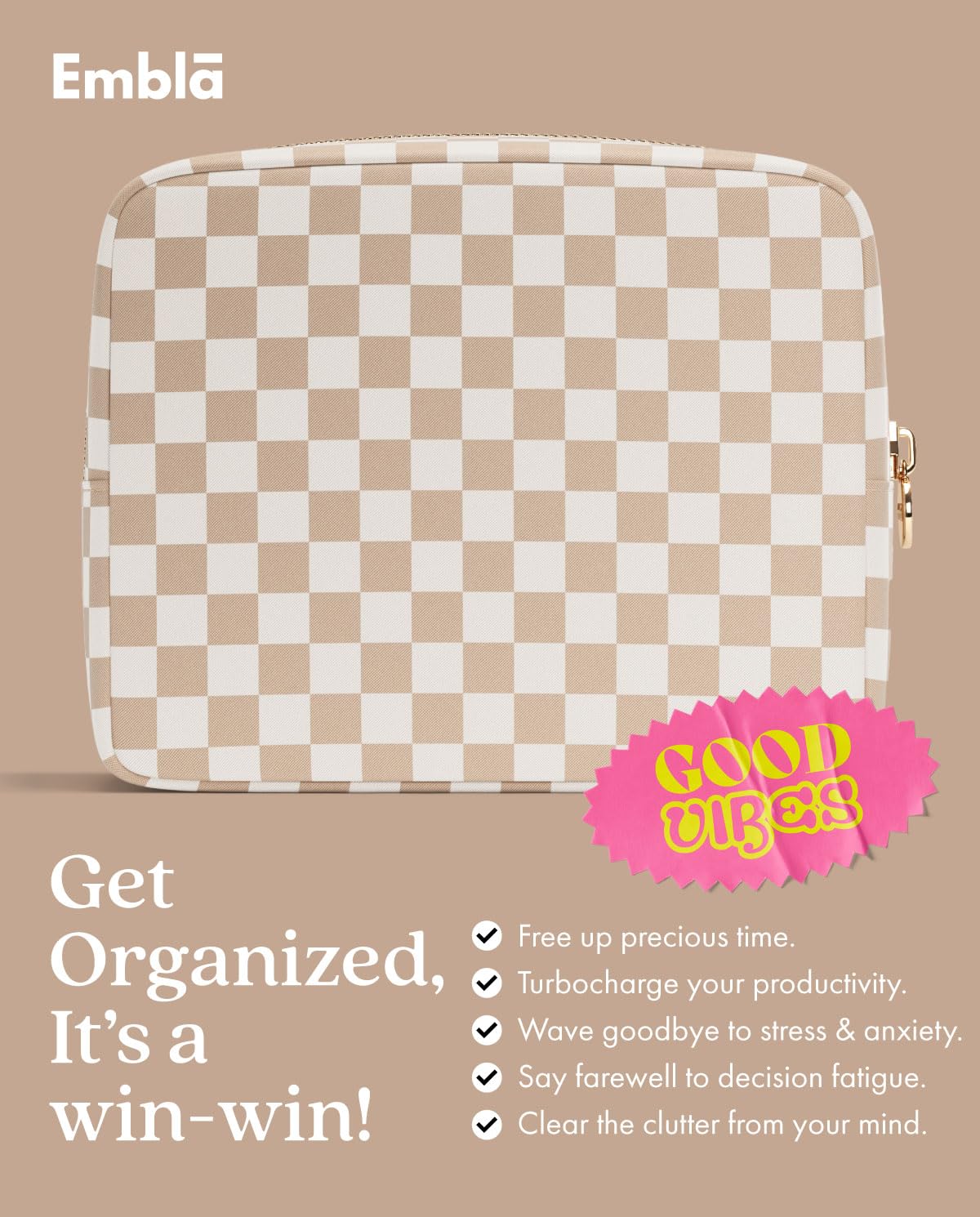 Embla Makeup Bag in various colours on display