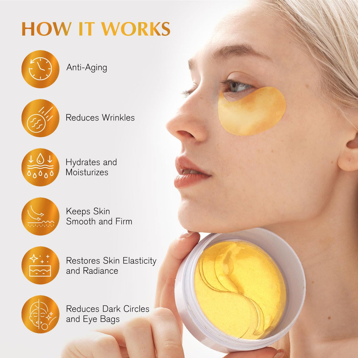 Enaskin Naturals 24K Gold Under Eye Patches in use