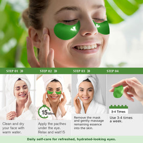 Enaskin Naturals Green Tea Under Eye Patches on a model
