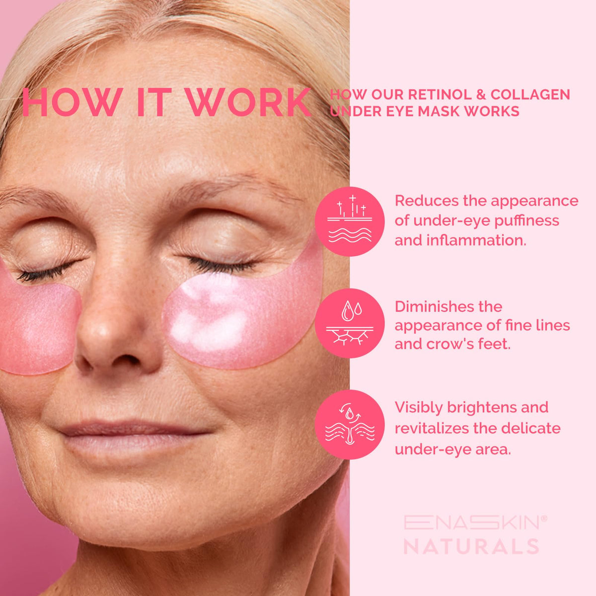 Enaskin Naturals Under Eye Patches in a skincare routine setting