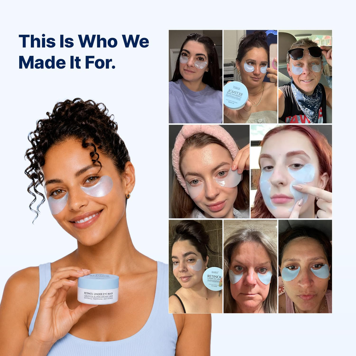 Enaskin Naturals Under Eye Patches showing hydrogel adherence