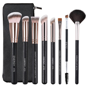 ENERGY 8PCS Makeup Brush Set front view with travel case