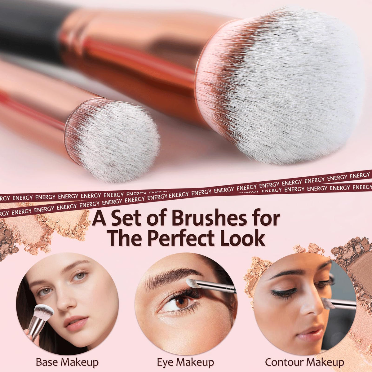 ENERGY fan brush and eyeliner brush in the set