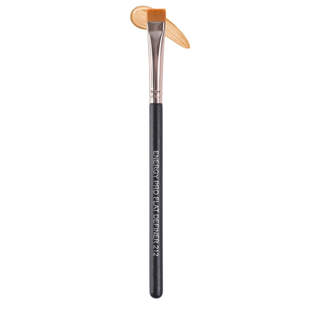 ENERGY Flat Definer Makeup Brush 212 front view with star glitter black handle