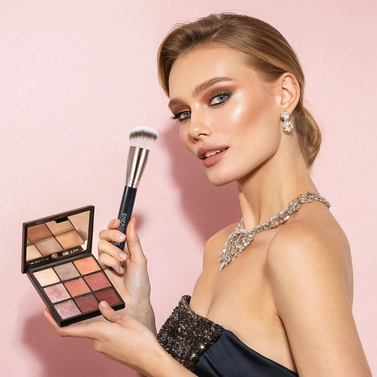 ENERGY Makeup Brush Set displayed with case open