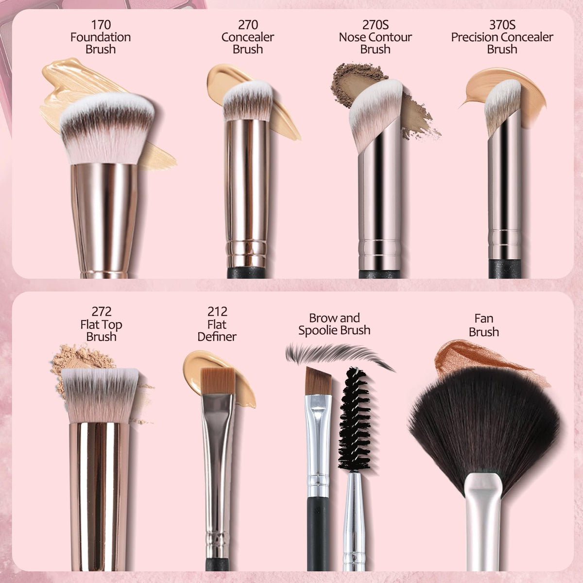 ENERGY Makeup Brush Set with various brush types including foundation and eyeshadow