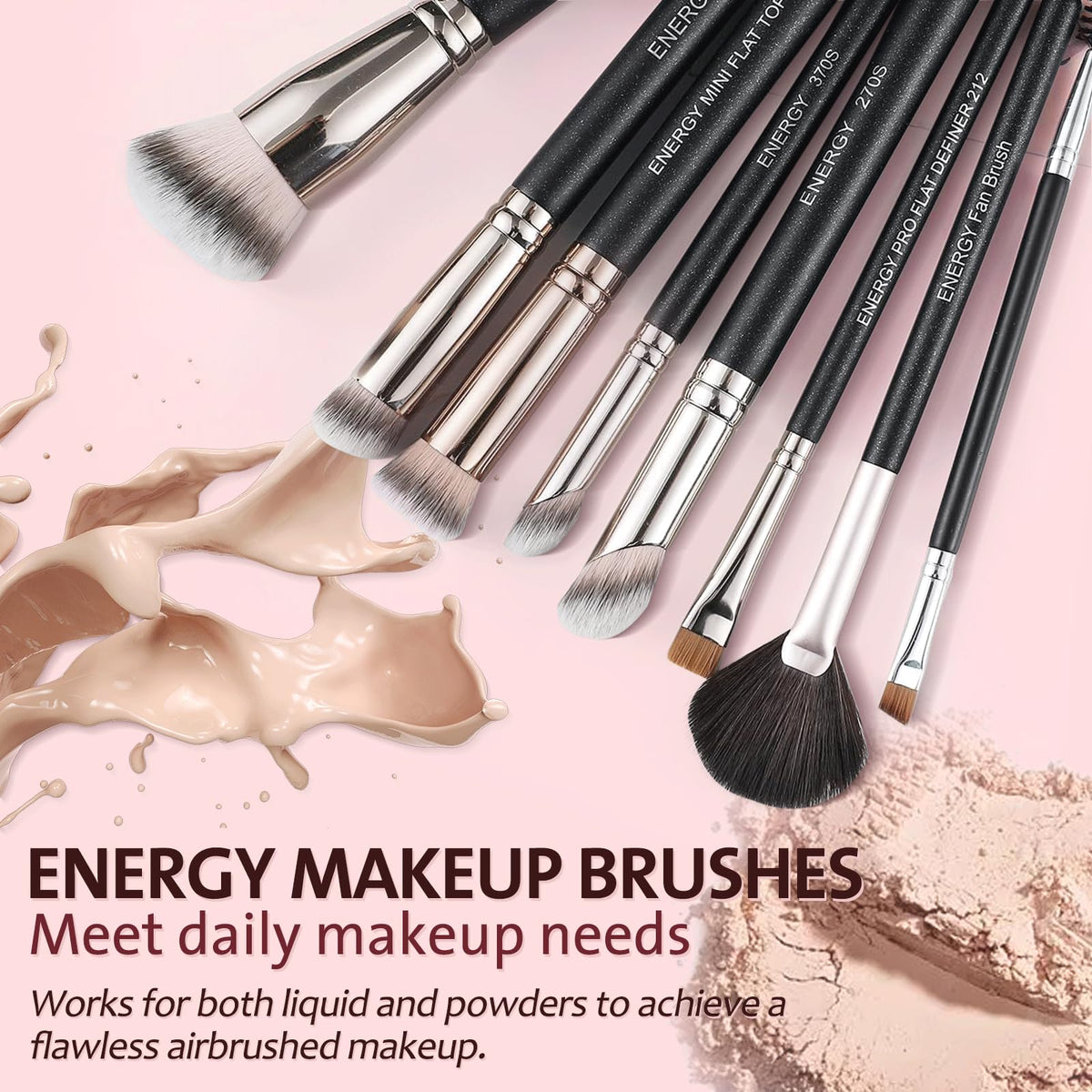 ENERGY makeup brushes in portable travel case