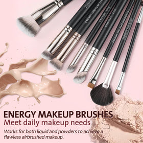 ENERGY makeup brushes in portable travel case
