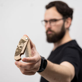 Enjoy The Wood Beard Comb folded for portability