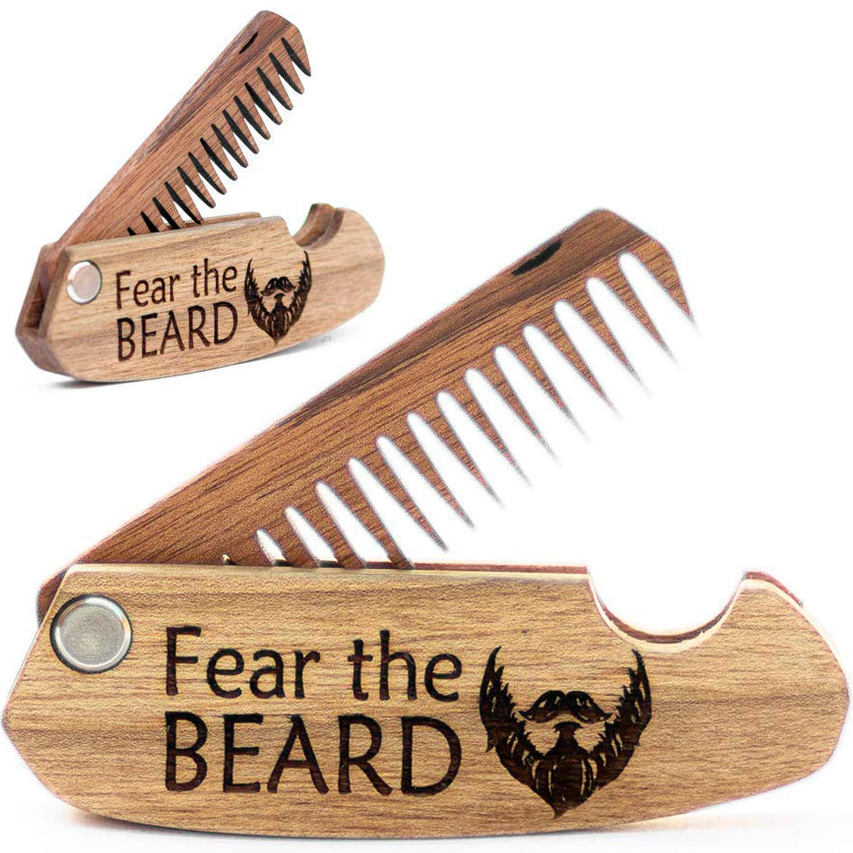 Enjoy The Wood Beard Comb folding walnut design front view