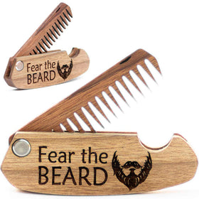Enjoy The Wood Beard Comb folding walnut design front view