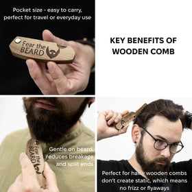 Enjoy The Wood Beard Comb with open folding feature