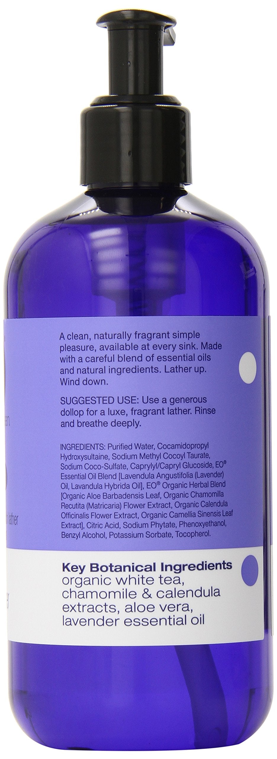 EO French Lavender Hand Soap 12 oz bottle back view