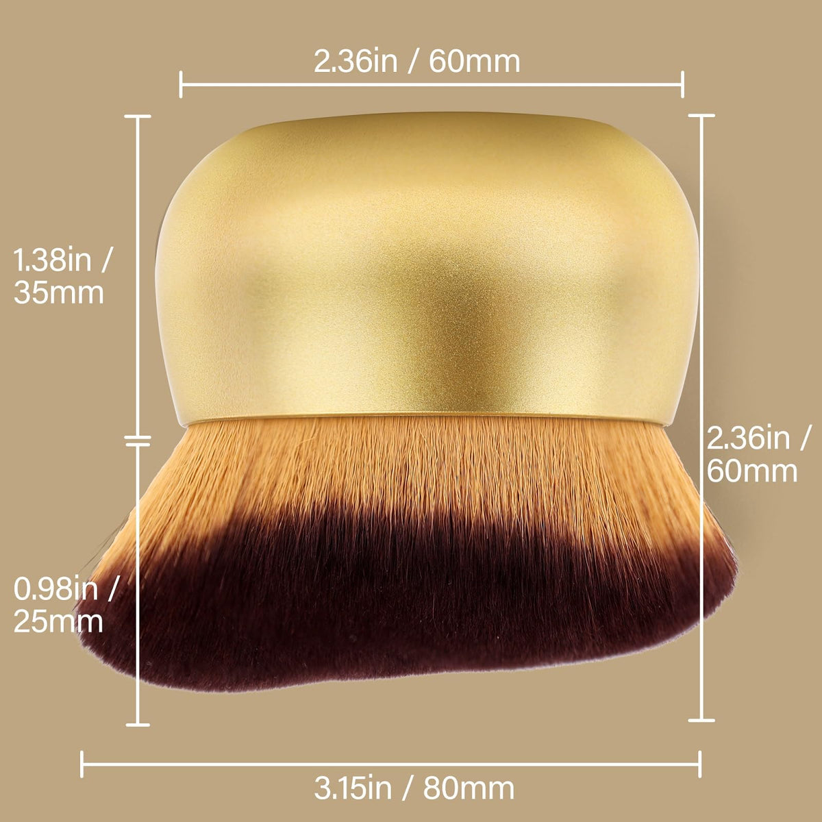EOICCEOH brush showing soft bristles and gold finish