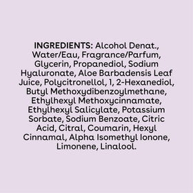 eos Cashmere Body Mist Fresh & Cozy close-up of ingredients