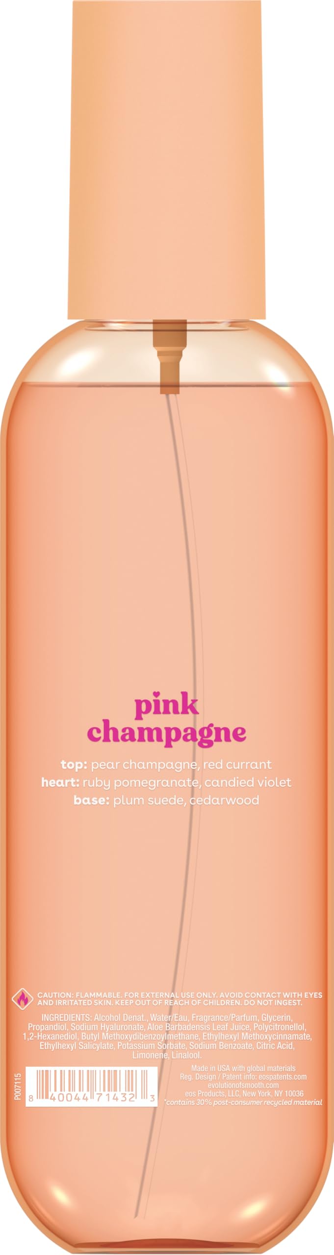 eos Cashmere Body Mist Pink Champagne packaging details