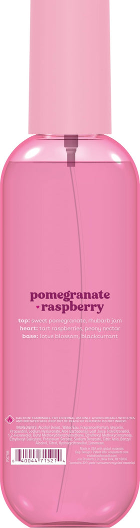 eos Cashmere Body Mist Pomegranate Raspberry on a vanity