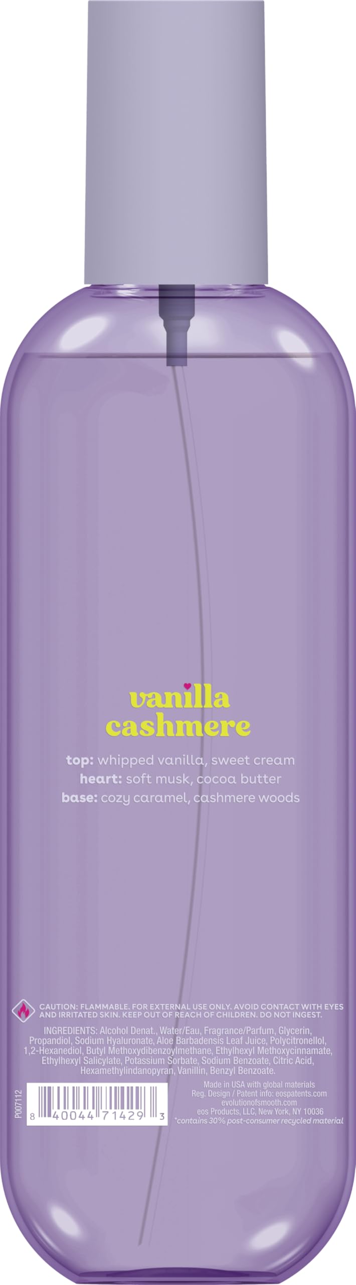 eos Cashmere Body Mist Vanilla 6 fl oz with body lotion