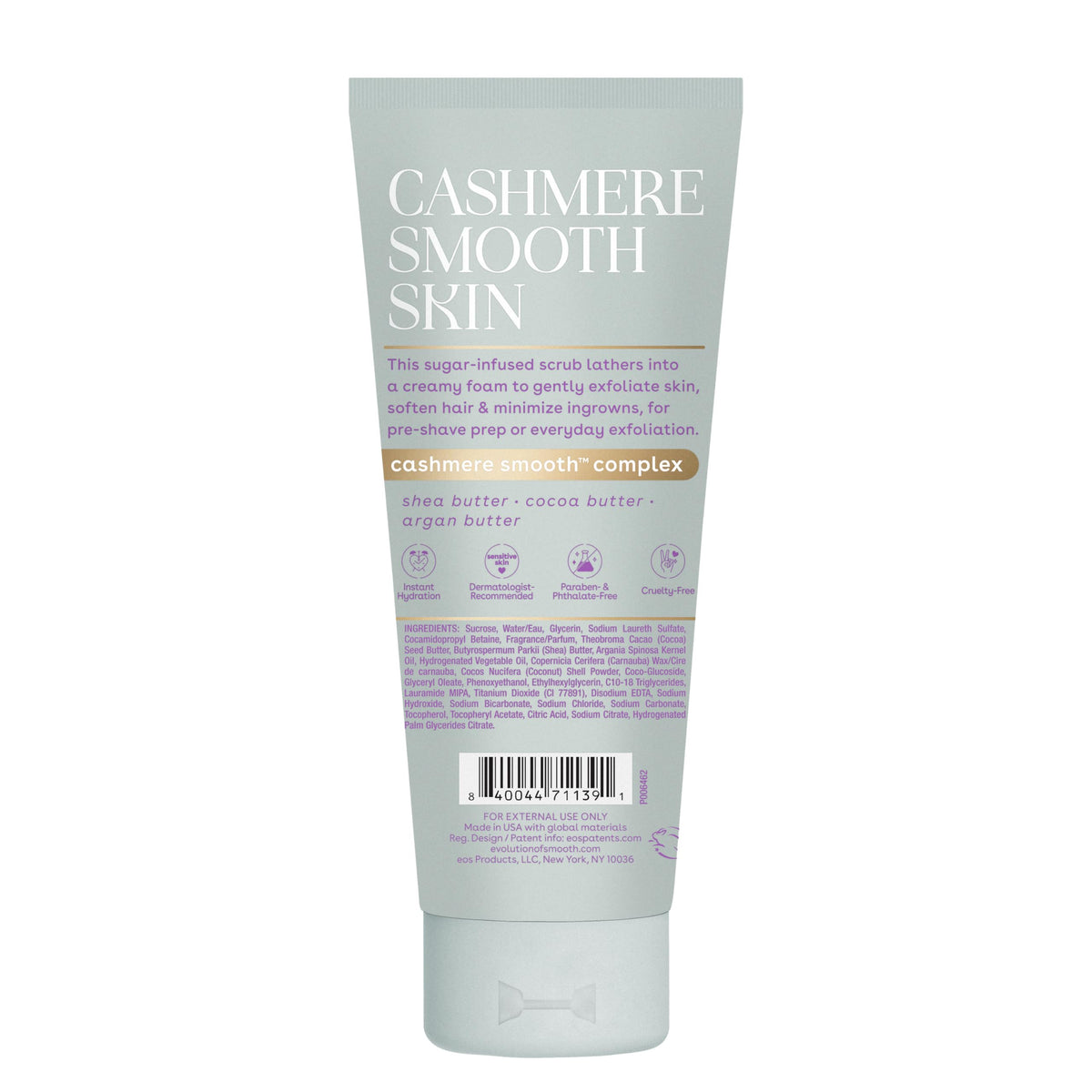 eos Cashmere Skin Collection Pre-Shave Scrub Vanilla Cashmere packaging