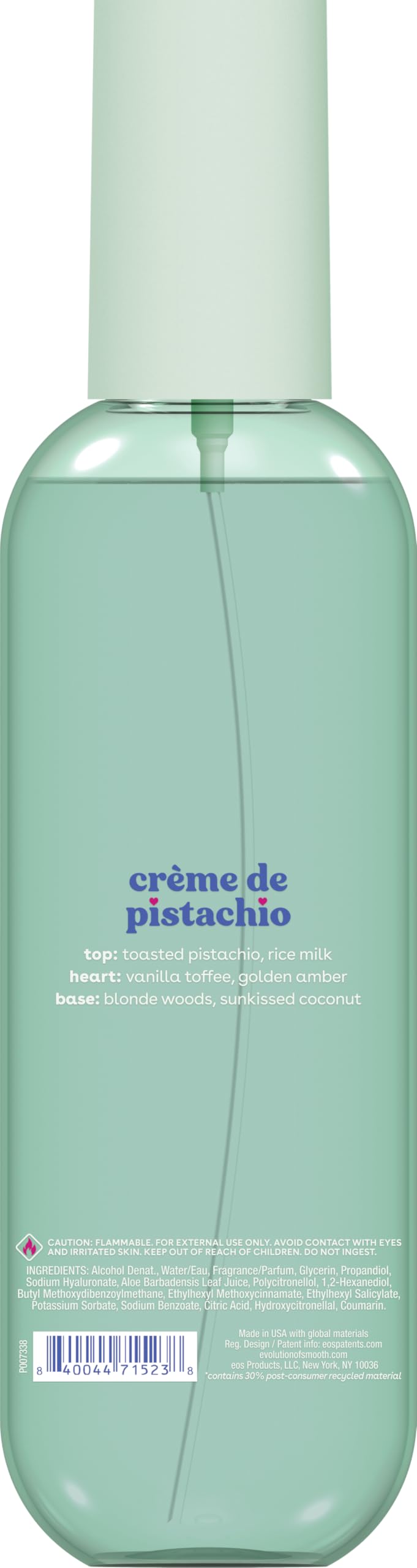 eos Crème de Pistachio Body Mist packaging detail