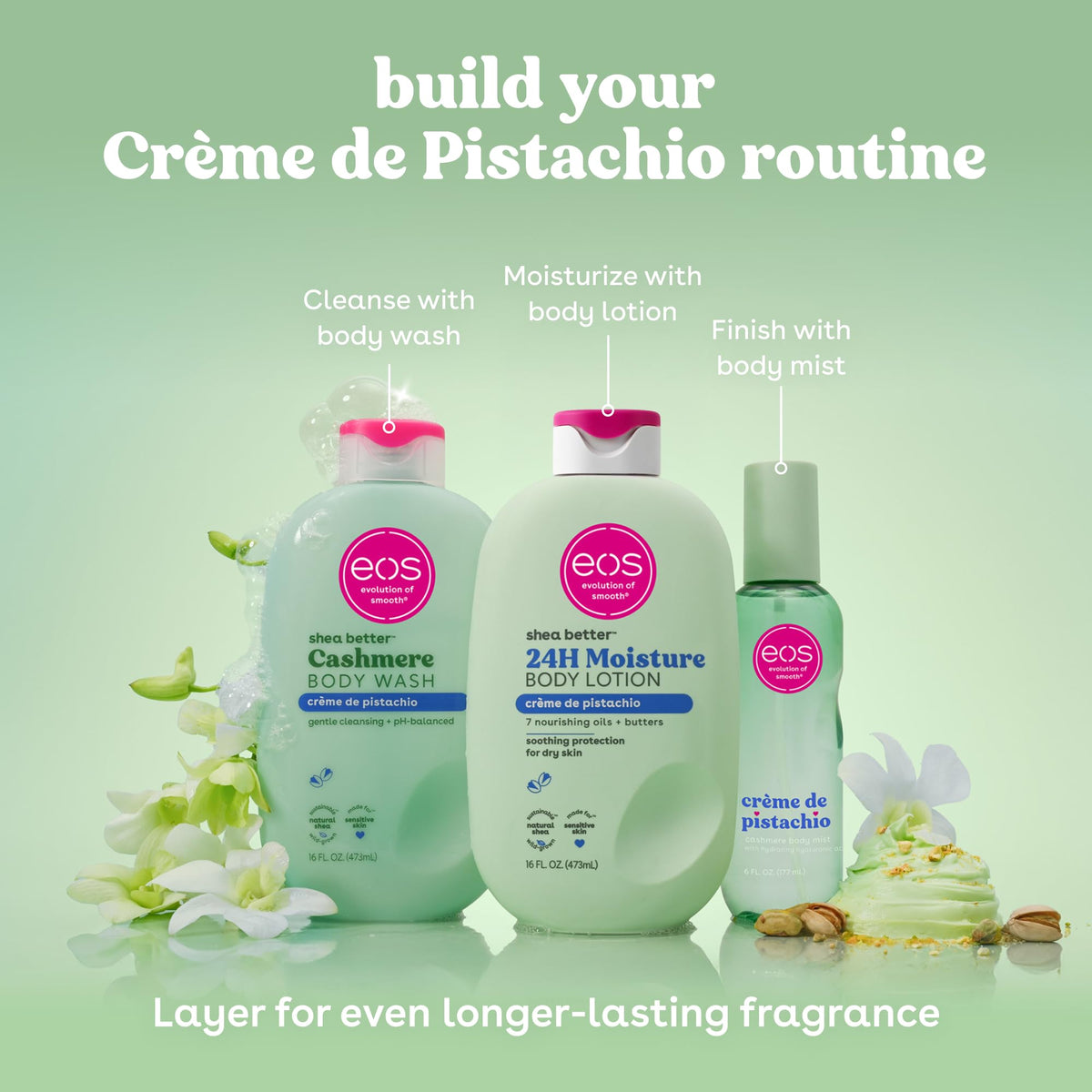 eos Crème de Pistachio Body Mist spray nozzle close-up