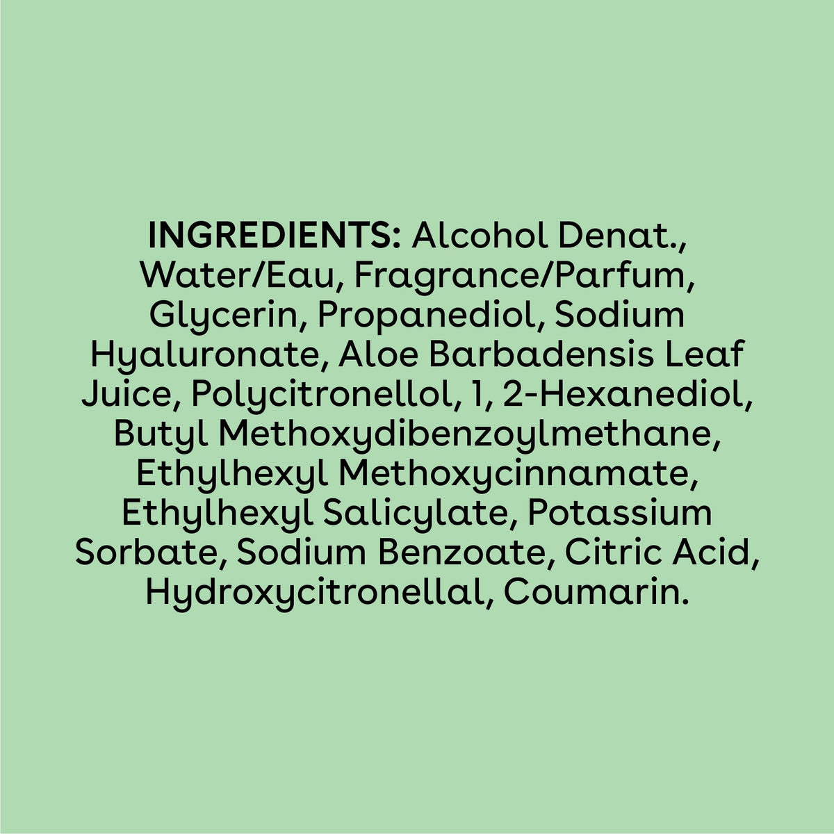 eos Crème de Pistachio Body Mist with ingredients background