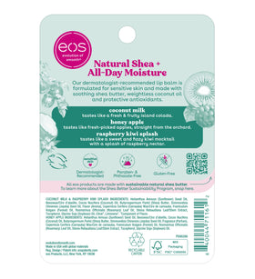 eos Natural Shea Lip Balm packaging with flavour descriptions