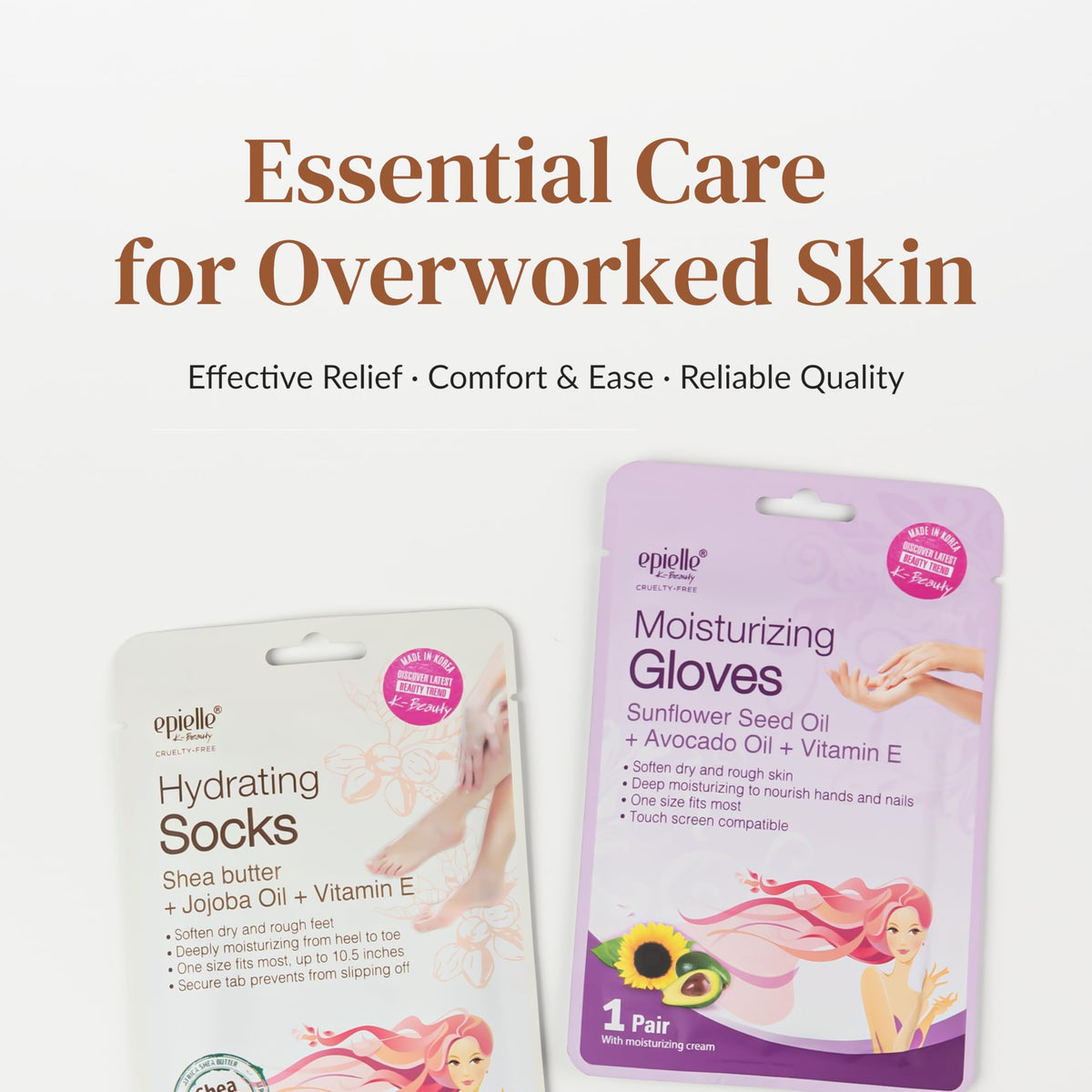 Epielle Hydrating Hand & Foot Masks on a spa table