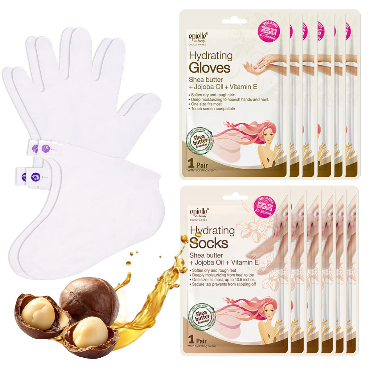 Epielle Hydrating Hand & Foot Masks packaging front view