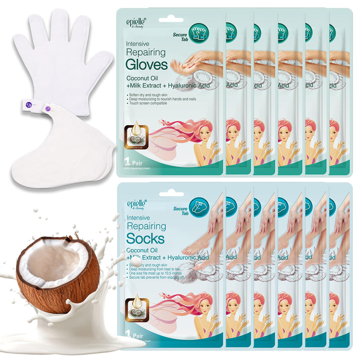 Epielle Intensive Repairing Hand & Foot Masks packaging front view