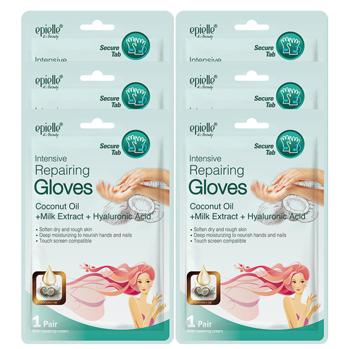 Epielle Intensive Repairing Hand Mask front view with packaging