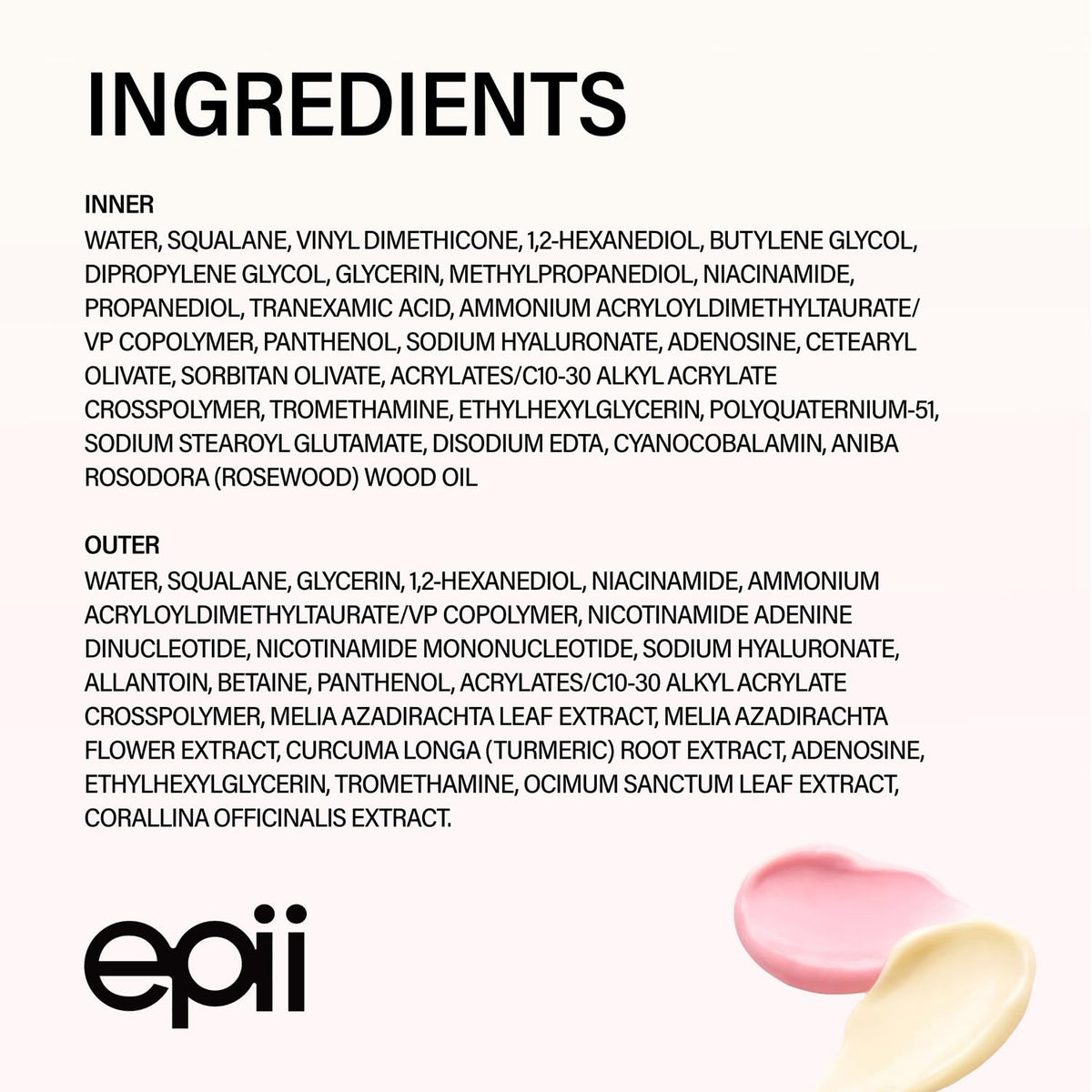 epii Double Up Cream 50mL ingredients list