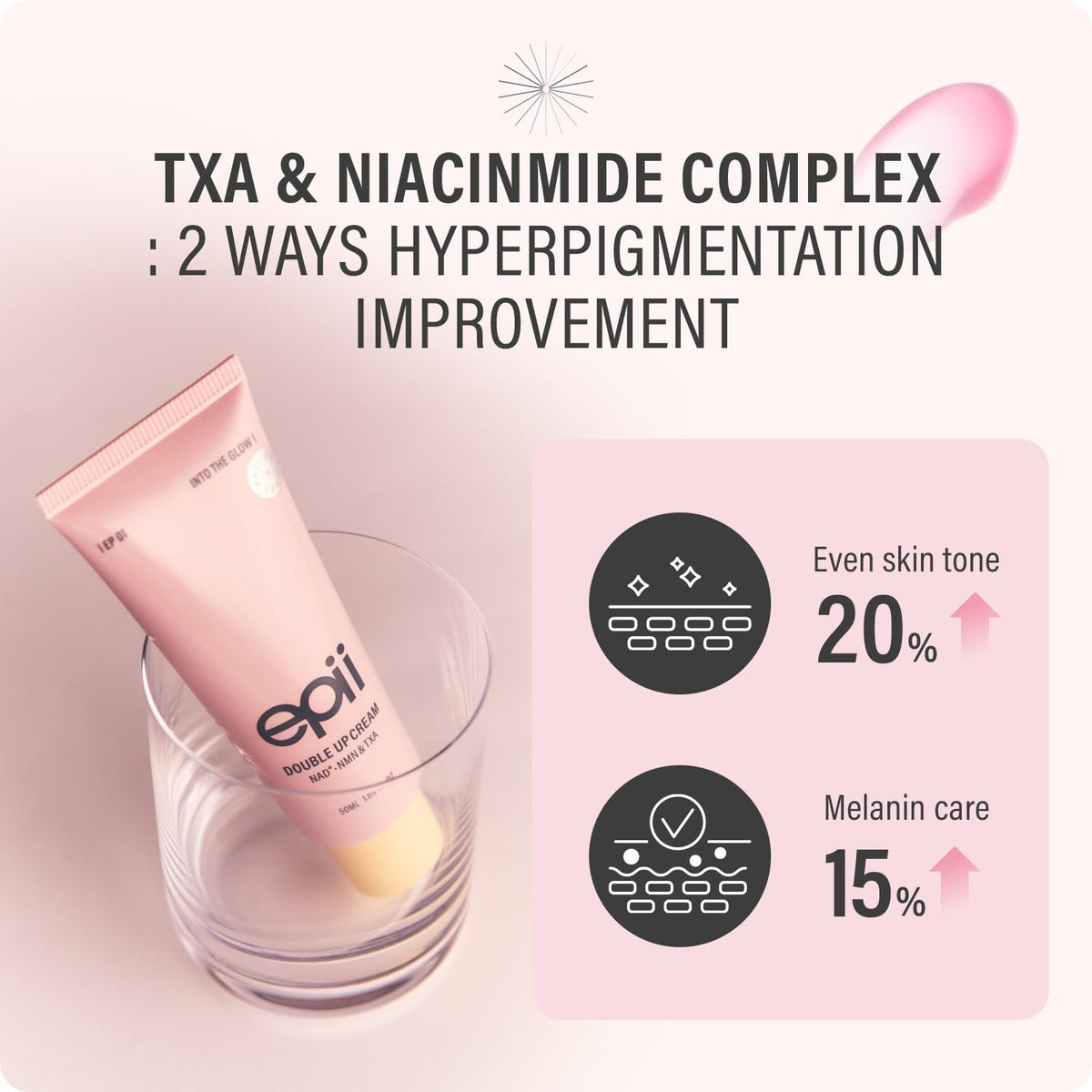 epii Double Up Cream 50mL with a fresh flower background