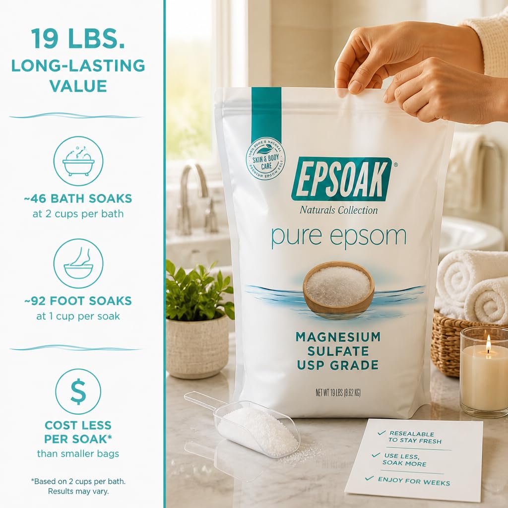 Epsoak Epsom Salt 19 lb bag side view