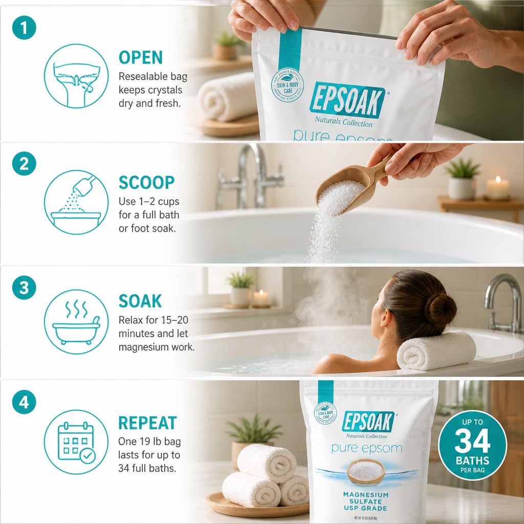 Epsoak Epsom Salt in a warm bath