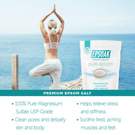 Epsoak Epsom Salt in a warm bath setting