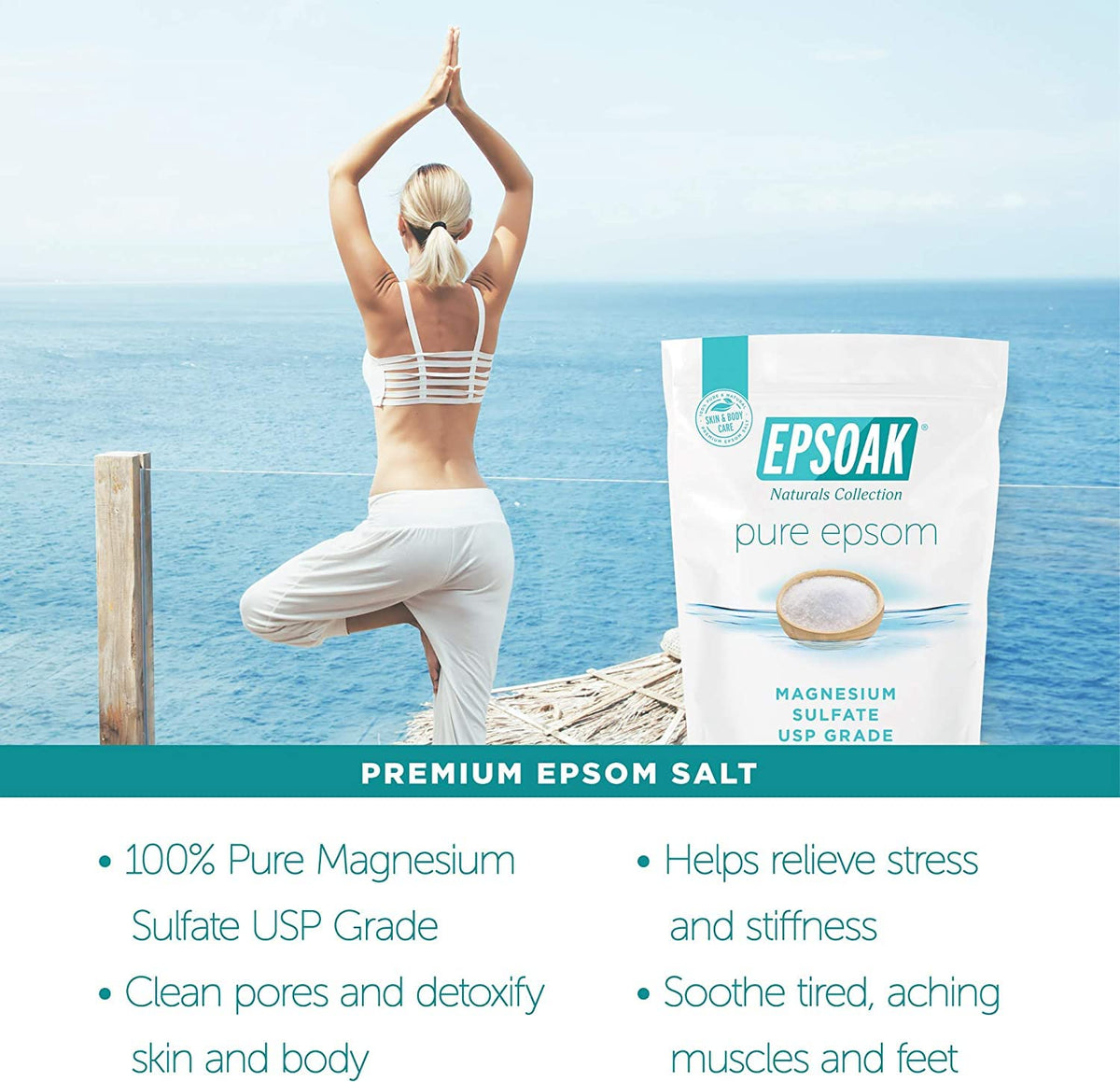 Epsoak Epsom Salt in warm bath water